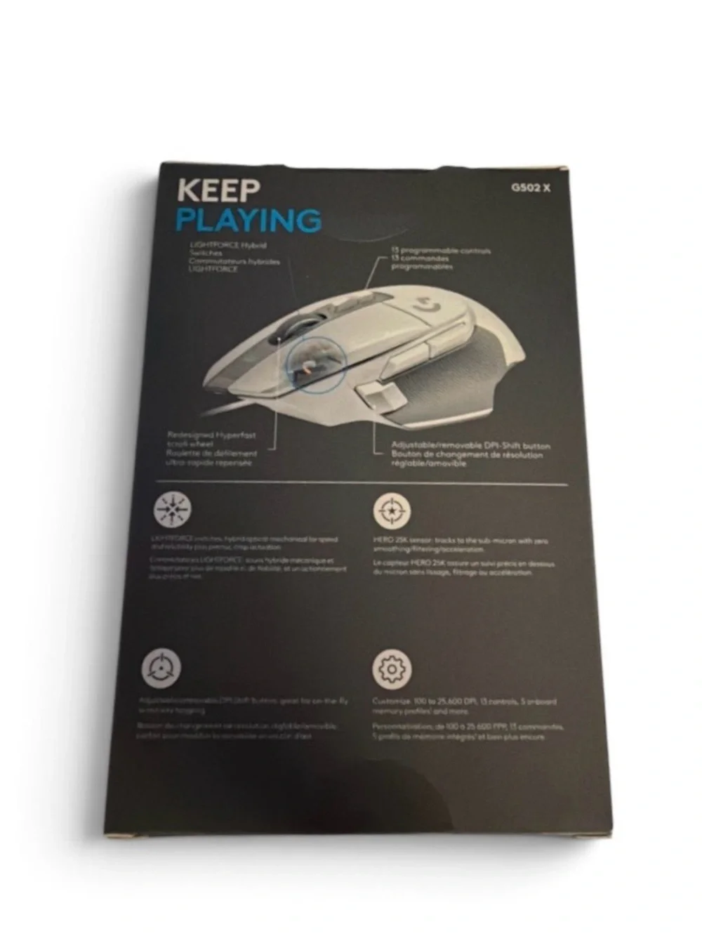 NIB-Logitech G502 X Wired Gaming Mouse - White
